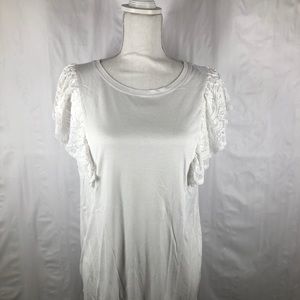 LOFT Outlet White Lace Butterfly Sleeve Soft Tee